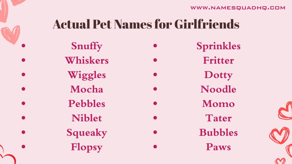 Actual Pet Names for Girlfriends