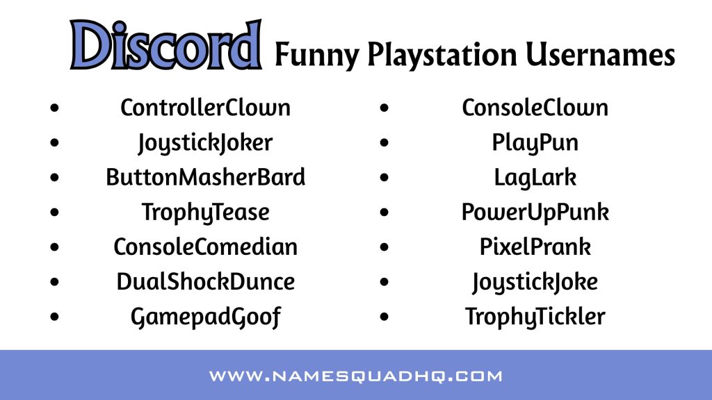 Funny Playstation Usernames