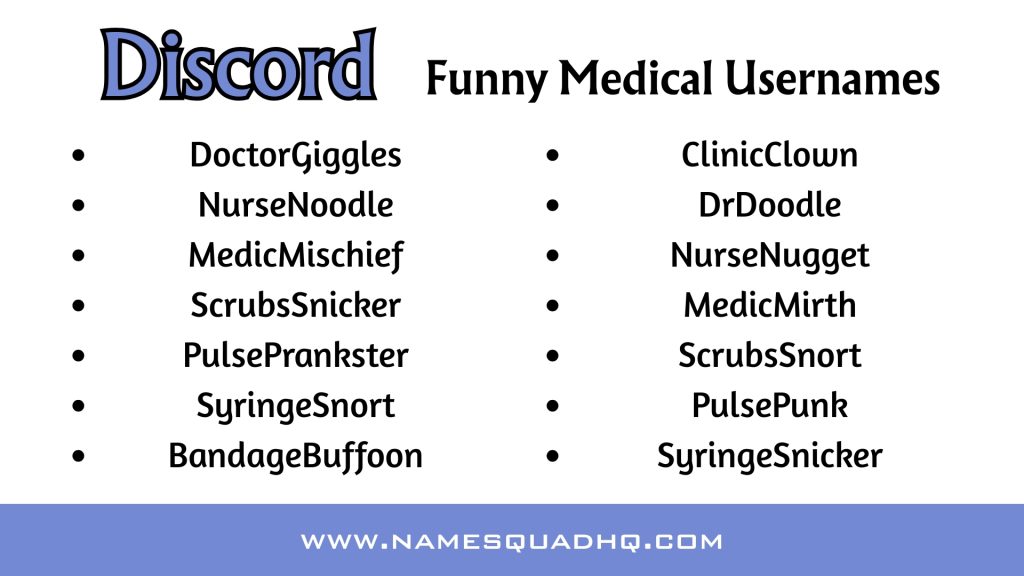 Funny Medical Usernames