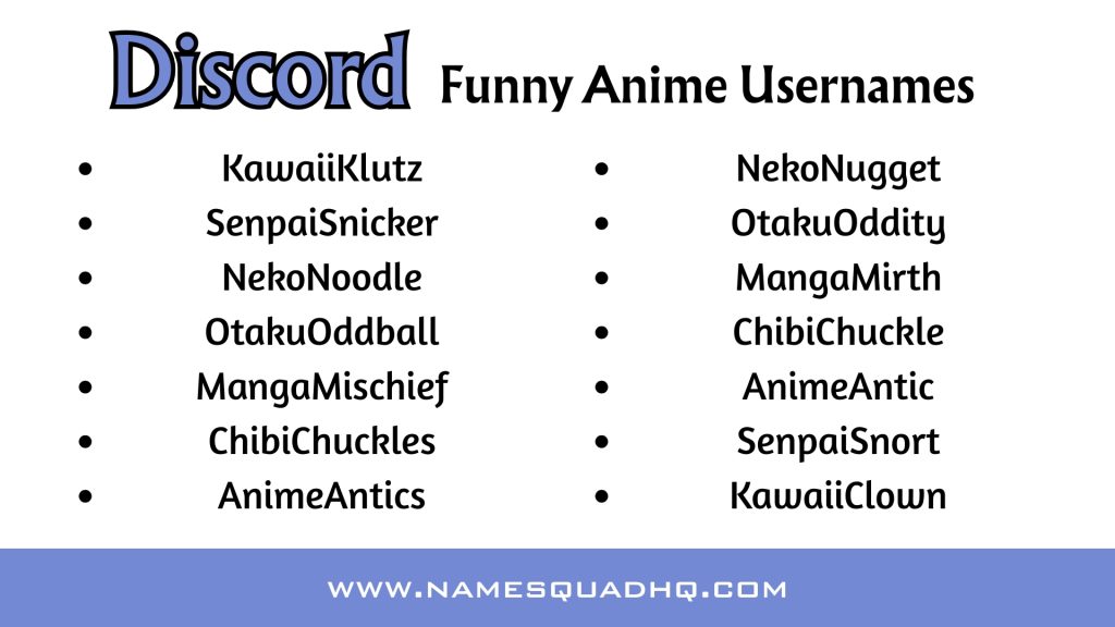 Funny Anime Usernames