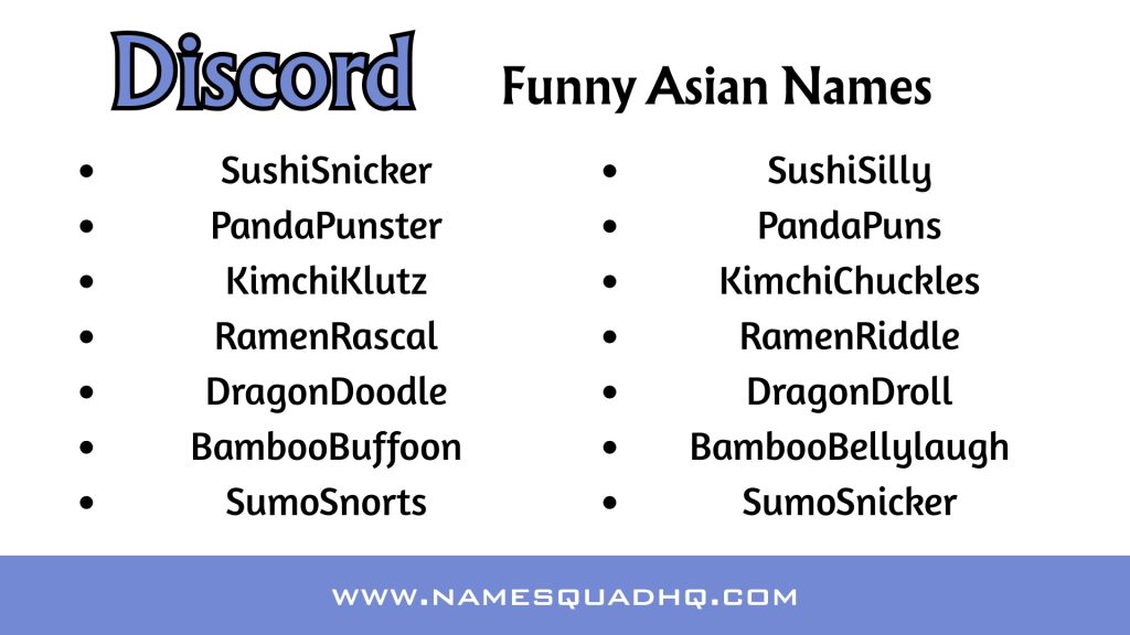 Asian Funny Discord Name Ideas