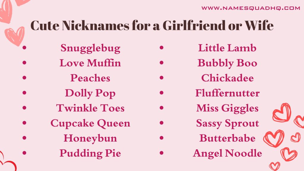 Cute Nicknames for a Girlfriend or Wife