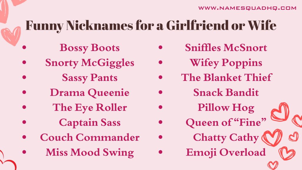 Funny Nicknames for a Girlfriend or Wife
