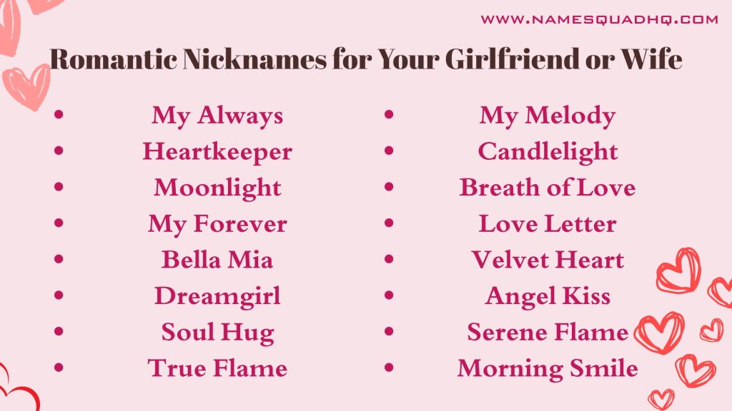 Romantic Nicknames for Your Girlfriend or Wife