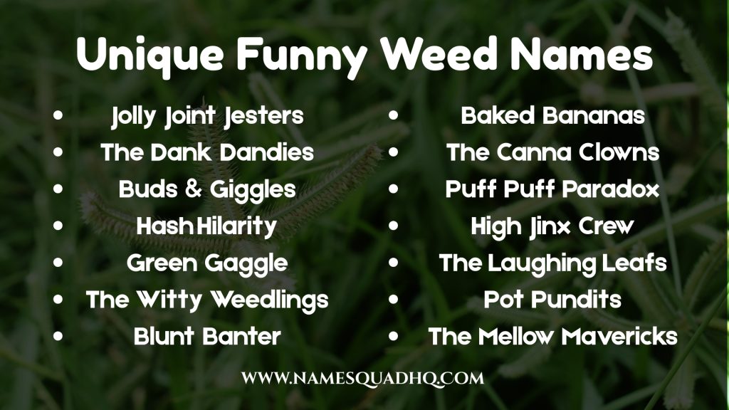 Unique Funny Weed Names