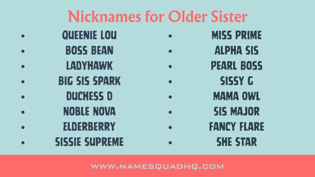 Nicknames for Older Sister