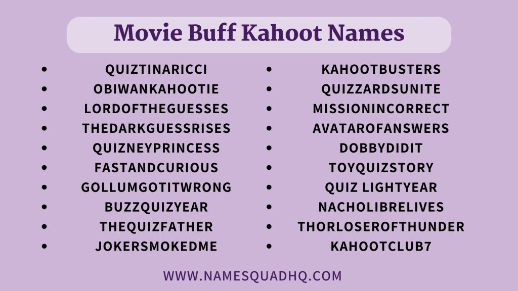 Movie Buff Kahoot Names