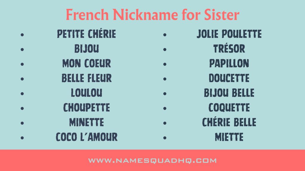 French Nickname for Sister