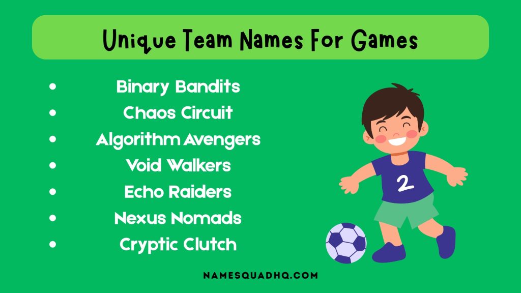 Unique Team Names For Games