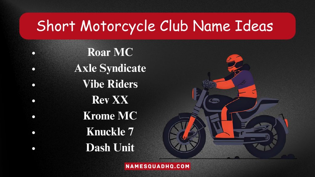 Short Motorcycle Club Name Ideas
