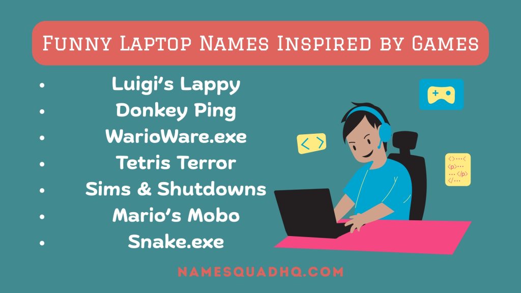 Funny Laptop Names Inspired by Games