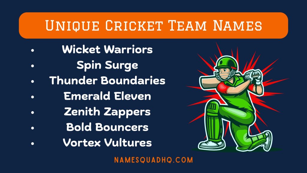 Unique Cricket Team Names