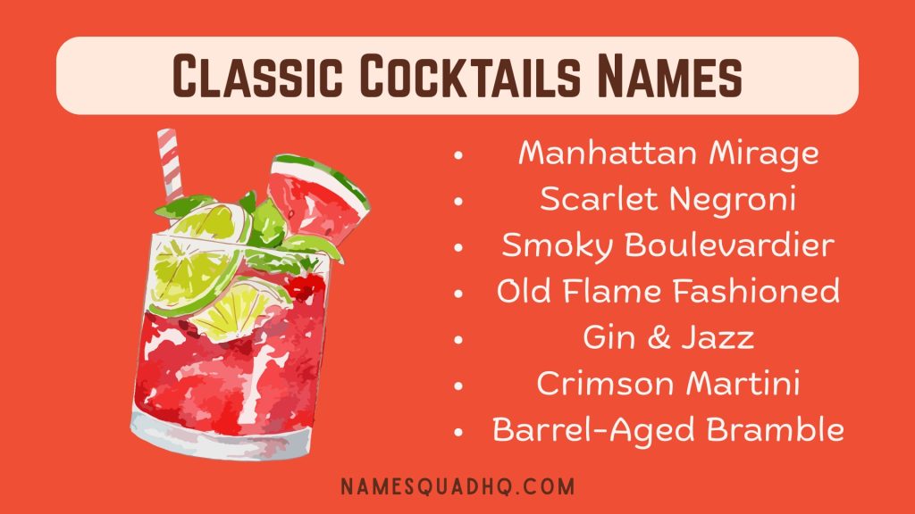 Classic Cocktails Names